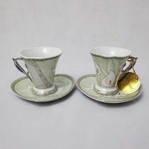 D'Lusso Calla Lily Demitasse Cup & Sauce Sets - Set of 2